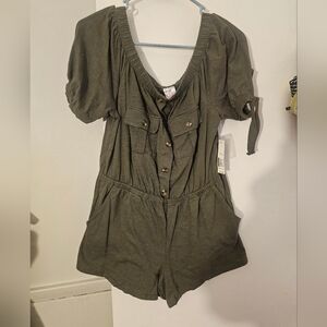 Olive Green Short Sleeve Romper